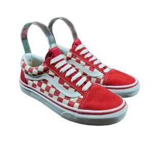 Vans Old Skool red white checkerboard skate shoes sz 5.5